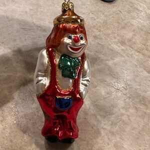 Festive Clown Glass Ornament - Red, Gold, Green, Blue